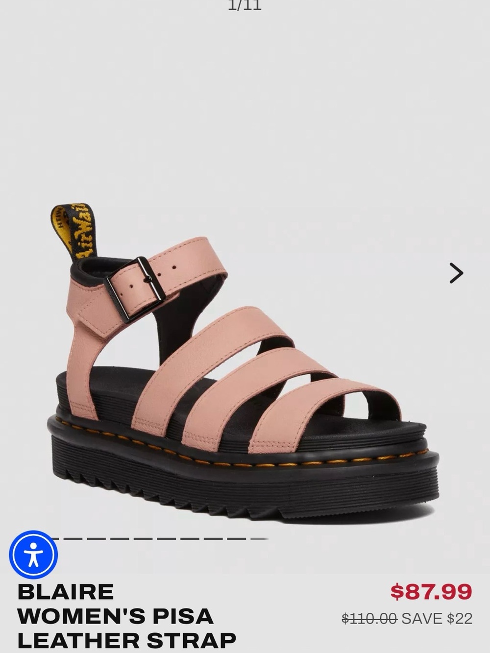 Dr. Martens Blaire Leather Strap Sandal - Peach Beige - Size 10, 42 EU